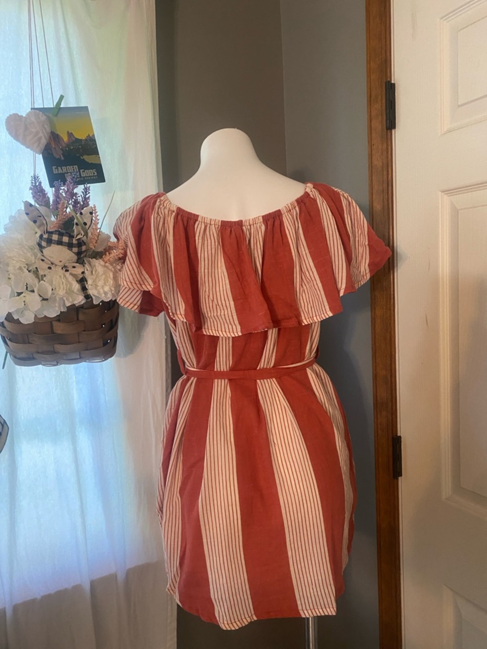Faithful the Brand Amalfi Picnic Striped Off-Shoulder Button-Front Dress - Picture 4 of 6